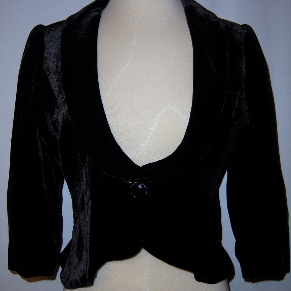 NWT Ann Taylor LOFT Petites Black Velvet Jacket 8P